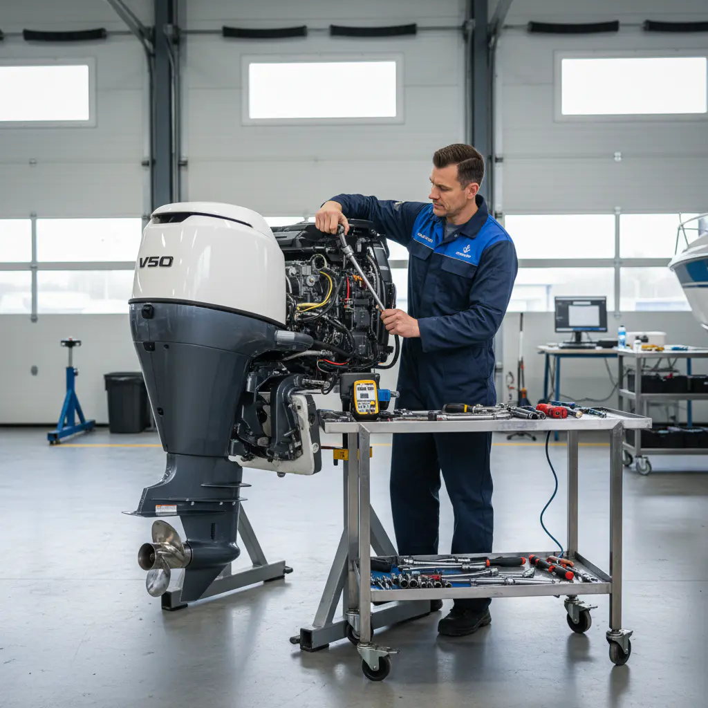 Marine mechanic working